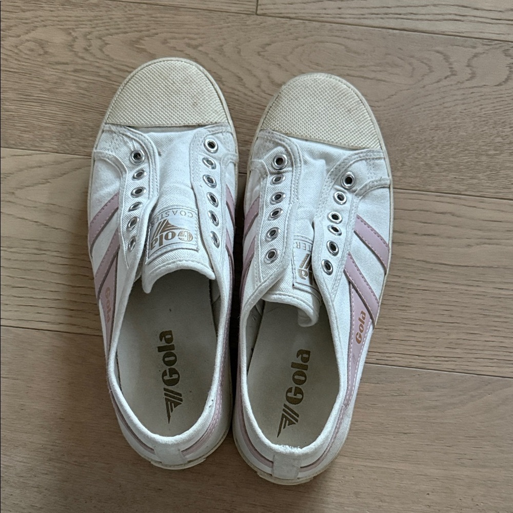 Gola Coaster Slip On Women's Classic White and Pink Sneakers